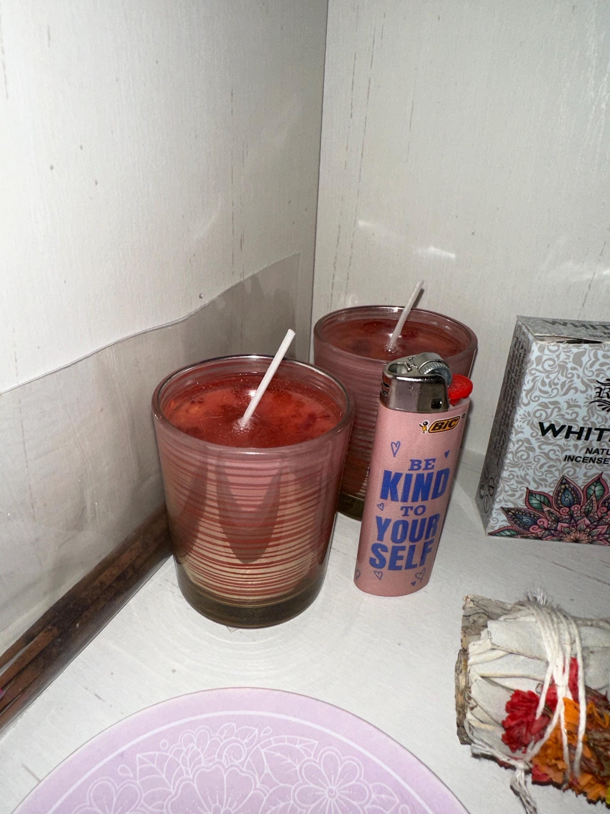 enchanting roses purifying gift boxes for healing and cleansing, featuring a pair of hand poured rose elegance candles and a specialty soap