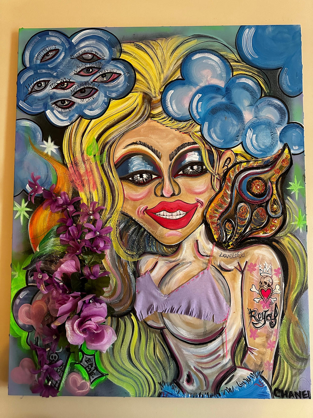 Alison Wander Lost, 3D acrylic dimensional painting with 3D hidden elements, a painting full of surprises and more.