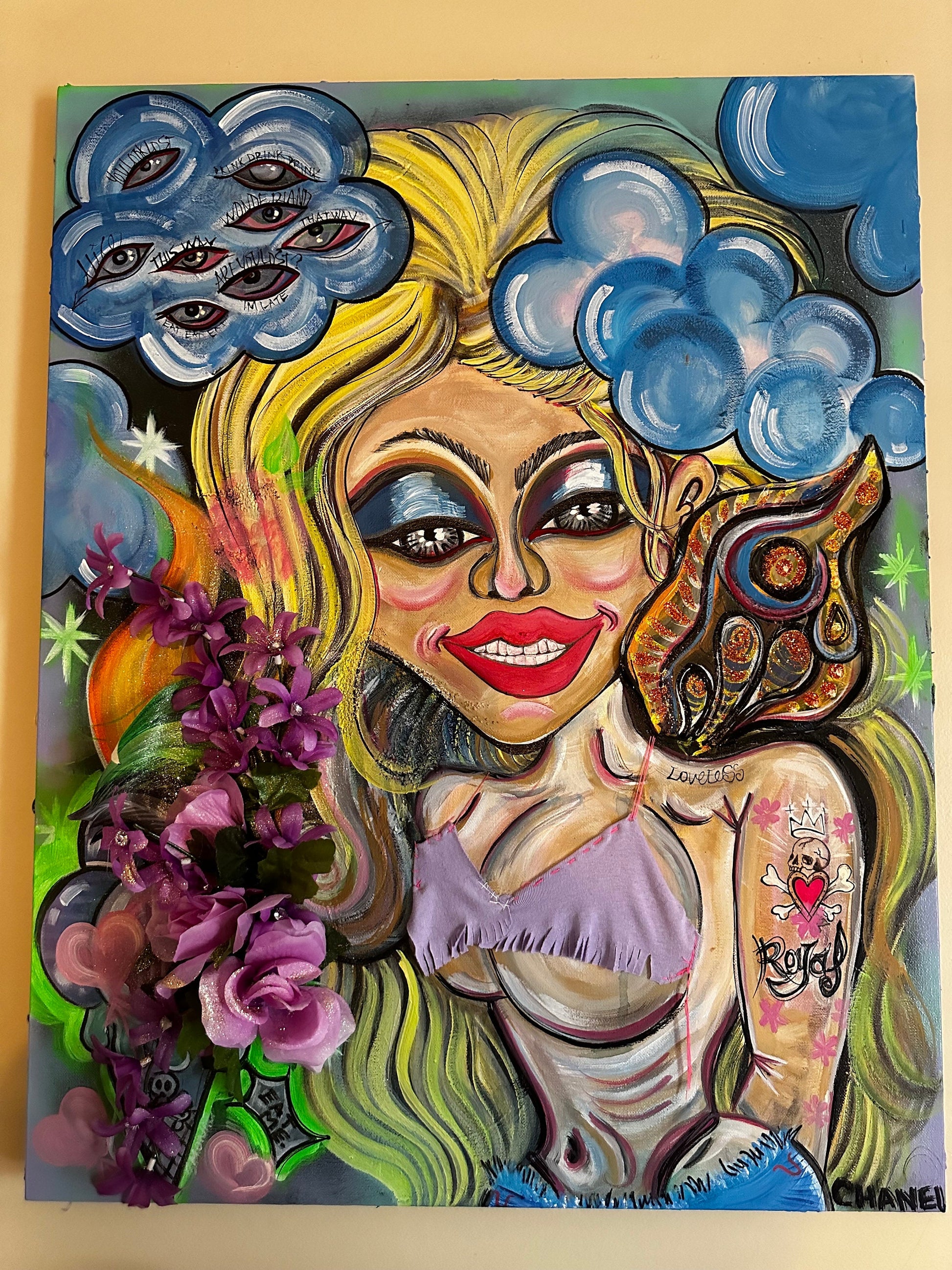 Alison Wander Lost, 3D acrylic dimensional painting with 3D hidden elements, a painting full of surprises and more.