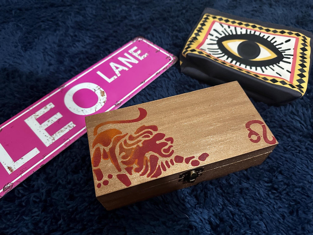 the ultimate Leo gift bag and gift box real deal package full of jewels crystals and goods, it’s Leo season in 3… 2…