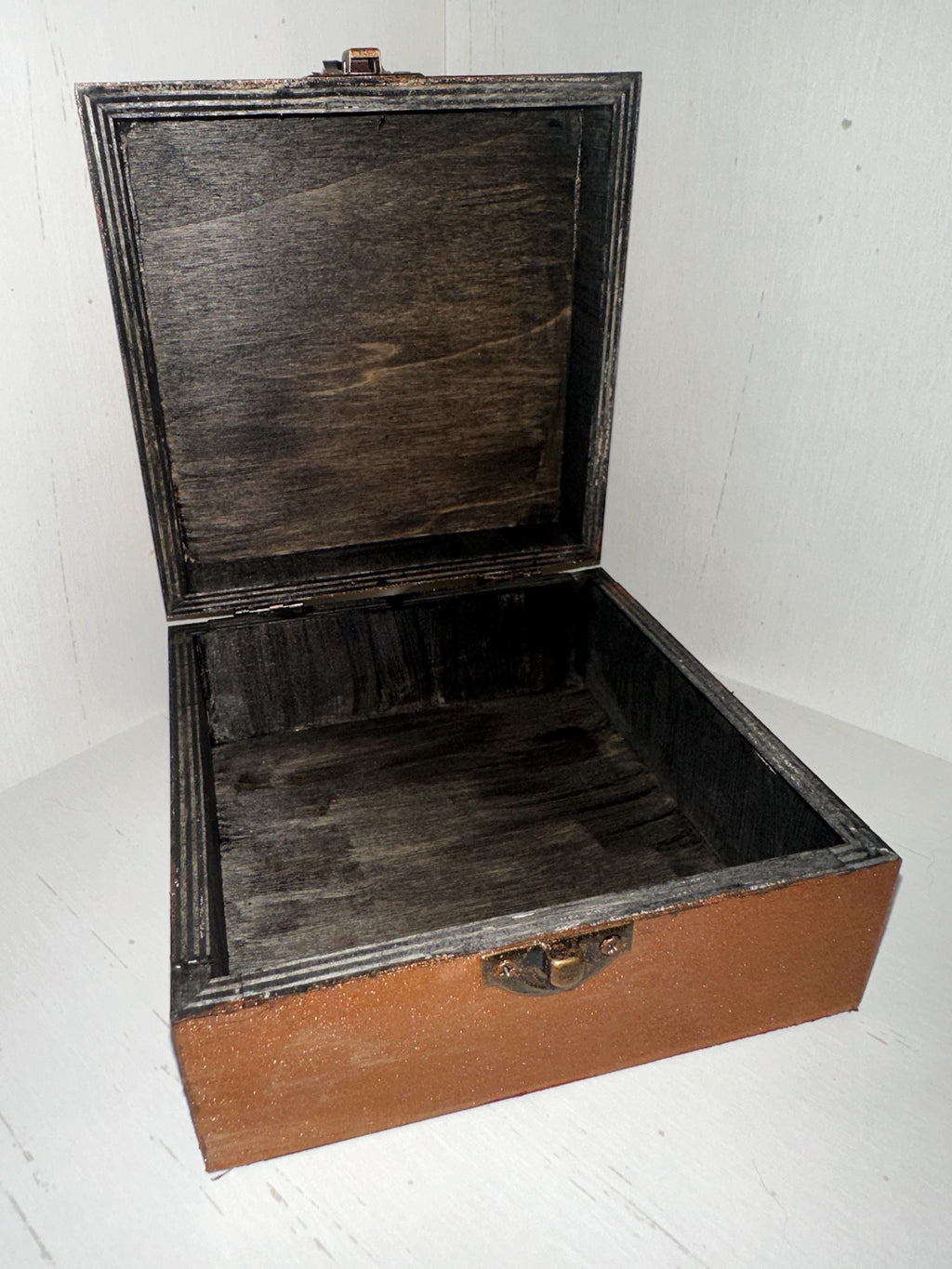 hand painted starry night in bronze jewelry/ stash box